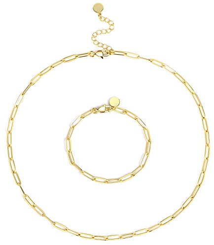 ALEXCRAFT Gliederkette Edelstahl Lange Hammer Flachkette Ankerkette Gold Halskette mit Verstellbarem Hakenverschluss für DIY Schmuckherstellung