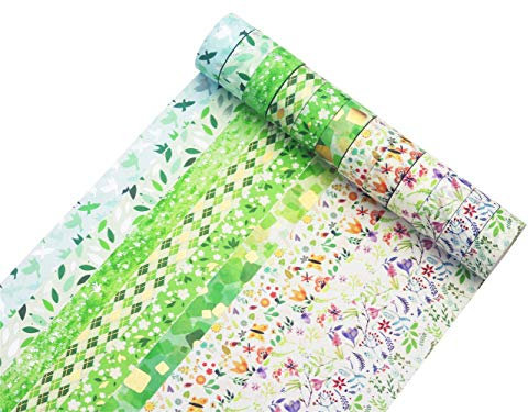 YUBX Gold Washi Tape Set VSCO Silber Dekoratives Klebeband für DIY Handwerk, Bullet Journals, Planer, Scrapbooking, Verpackung, 15 mm breit (Frühling 12 Rollen)