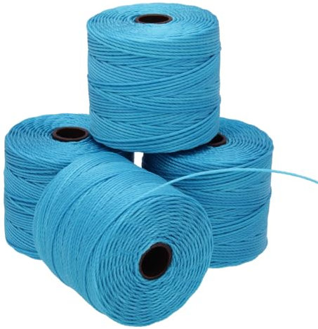 The Beadsmith S-Lon Bead Cord – .5 mm Twisted Nylon Cord for Stringing, 4 Spools, Nile Blue Color, TEX210, 77 Yards per Spool