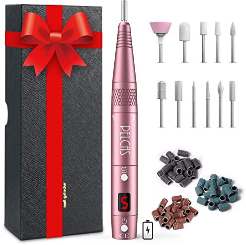 PELCAS Torno para Uñas Profesional, 11 en 1 Torno para uñas 20000RPM Lima Electrica Uñas con Pantalla LCD Torno uñas Recargable 5 Velocidades para Salón de Uñas Geles Acrílicos Eliminación de Callos