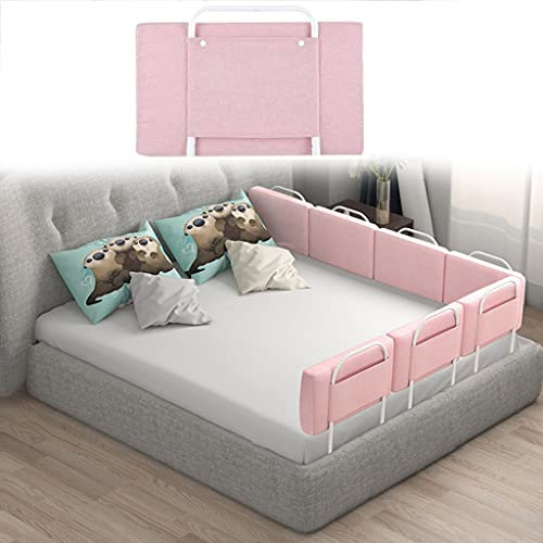 Bettgitter für Kinder, Rausfallschutz Bett Bettgitter Bettschutzgitter, passend für Kinderbetten, Elternbetten und Alle Matratzen Massivholzbetten(eine Seite) ( Color : Pink , Size : 150cm(50cmx3) )