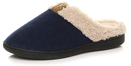 AJVANI flat low heel winter fur lined mules slippers size 9 42