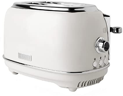 Haden Heritage White Toaster 2 Slice - Variable Browning Control - Electric Stainless Steel Toaster - Economy Mode - Reheat, Cancel and Defrost Functions - 1370-1630W