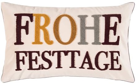 PAD - Kissenhülle, Kissenbezug - Aikon - Merry Christmas - Polyester - Farbe: Natural - 30 x 50 cm
