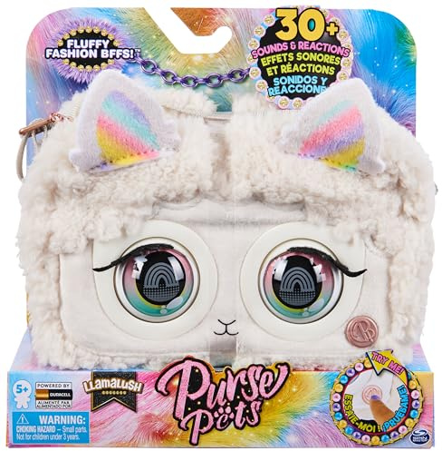 Purse Pets Flauschi Lama Tasche - Wird mit mehr als 30 interaktiven Geräuschen, Augenblinzeln und Musik lebendig, ab 5 Jahren