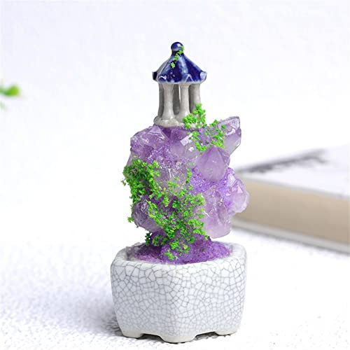 XUQULI 1 Stück Natürliche Kristall Mineral Ornamente Amethyst Make Rockery Reiki Home Decor Lila Glückliche Heilung Stein Pavillon Dekorieren Handwerk Tolle Wahl für Häuserdekoration (Color : Plum)