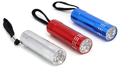 3 Pack LED Flashlight Mini Torch, 80mm Small Torches, Colourful Torches, Ideal for Camping, Hiking, Outdoor Parties, Lightweight, Keep for Emergencies and Power Cuts (3 Torches)