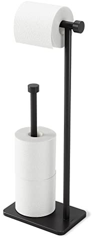 Umbra Cappa freistehender Toilettenpapierhalter mit Aufbewahrung für Ersatzrollen, Metal, Schwarz, Einheitsgrösse
