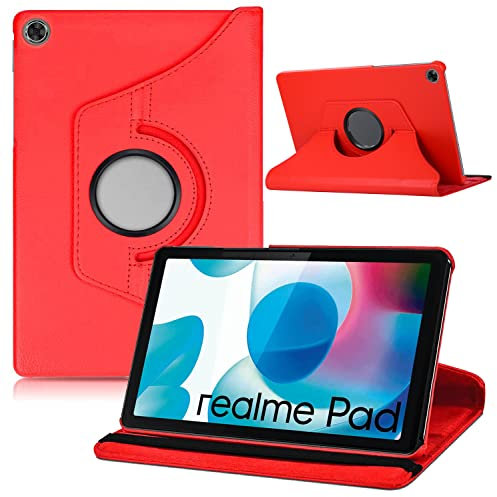 Dlahaby Funda para Realme Pad 10,4 Pulgadas, Rotación de 360 Grados de Cuero PU con Soporte Funda para Tablet Realme Pad 10,4 Pulgadas 2021 Release,Rojo