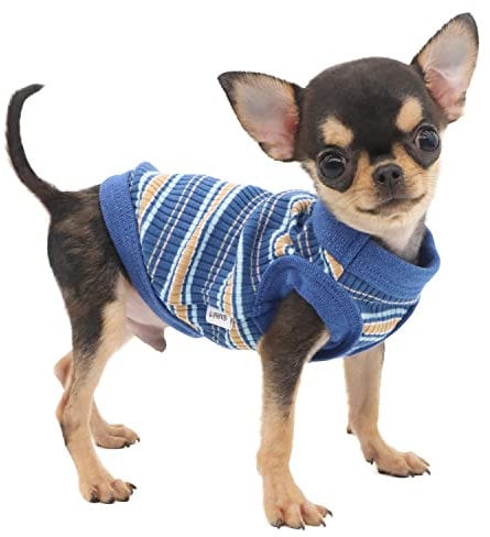 LOPHIPETS 100% Cotton Rib Dog Shirt Vest for Small Dogs Teacup Chihuahua Yorkie Puppy Clothes Tank Tee-Blue/XXS