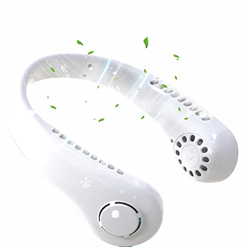 VORAE Bladeless Neck Fan - Portable 3-Speed Rechargeable Neckband for Men Women, Personal USB Wearable Device for Home/Office/Sport/Outdoor (White)