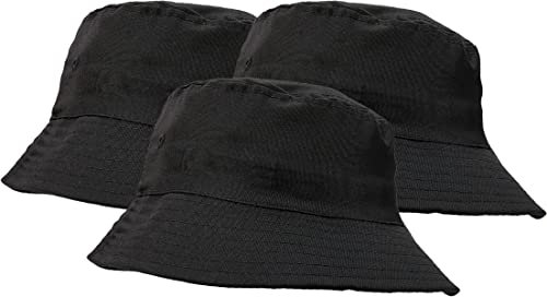 4sold 3 Stück Sonnenhut, UV-Schutz, Sommerhut, Strandhut, Safari-Boonie-Hut, faltbar, Fischerhut, Fischerhut, Fischerhut, Fischerhut, Fischerhüte für Festivals, große Auswahl, Set 3 x Schwarz, One
