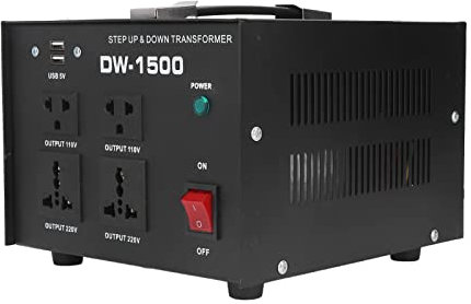 Transformateur 1500W, convertisseur de tension abaisseur 110-120V 220-240V bon taux d'utilisation réglable basse fréquence pour équipement électrique Prise UE