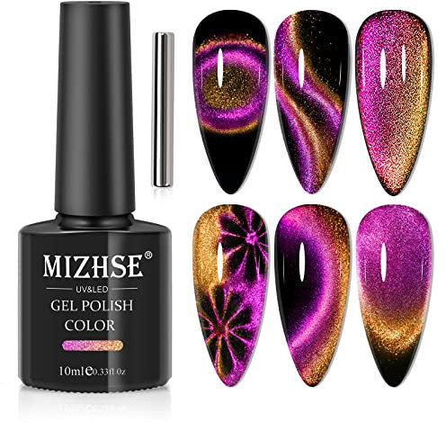 MIZHSE Glitter Nail Polish Cat Eye 9D Gel Nail with Magnetic Stick Soak-Off UV LED Gel Polish Discoloration Manicure DIY Gel Nail Polish 10ml*1