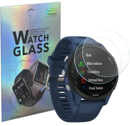 PHONILLICO Verre Trempé pour Garmin Forerunner 255 / Forerunner 255 Music [Lot de 2] [Diamètre 40mm] Film Protection Ecran Montre Anti Rayure