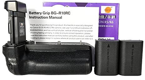DSTE BG-R10 Vertical Battery Grip Compatible with Canon EOS R5, R5C, R6 Camera + 2pcs LP-E6N Battery