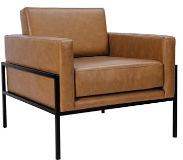 HomePop Modern Metal Frame Accent Chair|Homepop Home Décor|Accent Chairs for Living Room & Bedroom - Carmel Faux Leather
