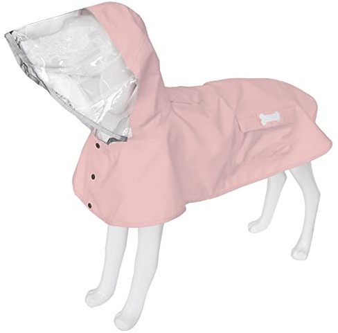 Dog Raincoat,Waterproof Rain Poncho with Hoodie, High Reflective Adjustable Pet Rain Jacket with Leash Hole for Small Medium and Large Dogs (Pink, Medium)