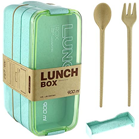 Taper Lonchera de Triple Capa, Recipientes de Comida 3 en 1 con Compartimentos para Niños y Adultos, sin BPA, Apto para Microondas y Lavavajillas, Cubiertos Incluidos (Verde)