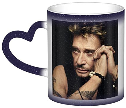 Oudrspo Johnny Leo Smet Hallyday Tasses à café pour homme femme, tasse à thé en céramique à changement de couleur, cadeau de vacances, tasse à changement de couleur dans le ciel