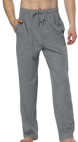HomyComy Bas de Pyjama Homme 100% Coton Pantalon de Pyjama à Carreaux Vêtements de Nuit avec Poches à Cordon