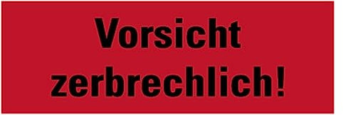 Aufkleber Verpackungs-Kennzeichnung „Vorsicht zerbrechlich!“ Schild Folie selbstklebend, rot | Größe wählbar Made in Germany, Größen Name: 5x15cm