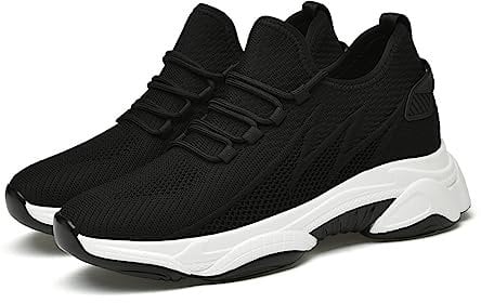 TUMAHE Herren Unsichtbare Höhe Erhöhung Schuhe Atmungsaktive Höhe Heben Aufzug Schuhe Versteckte Ferse Mode Turnschuhe - 3,14 Zoll Größer,8cm Black,39 EU