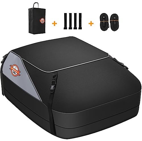 Sailnovo Cofre Techo Coche Impermeable Maletero Techo Coche Portaequipajes Coche Techo Maleta Techo Coche Plegable Impermeable Resistente Apto para Vehículos con/Sin Portaequipajes (425L/1000D)