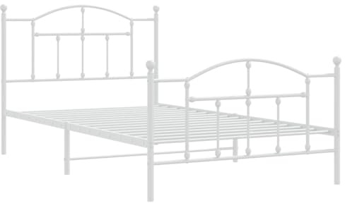 vidaXL Bettgestell mit Kopf- und Fußteil Metall Weiß 100x200 cm