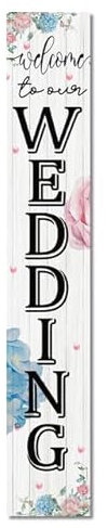 Horienteeon Support de panneau en bois « Welcome To Our Wedding » - Panneau de bienvenue de mariage personnalisé - Panneaux de mariage en bois - Décorations rustiques de mariage et de réception - 120