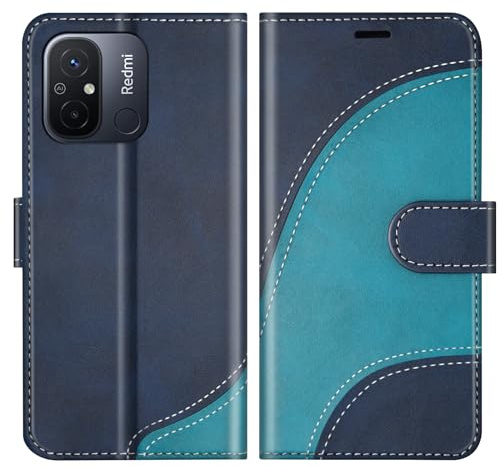 BoxTii Hülle für Xiaomi Redmi 12C / Xiaomi Redmi 11A 4G, PU Leder Handyhülle Klapphülle Schutzhülle mit Kartenfächer und Magnetverschluss für Xiaomi Redmi 12C / Xiaomi Redmi 11A 4G, Blau