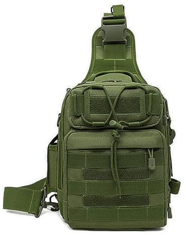 HUNTVP Taktische Brusttasche Militär Schultertasche Wasserabweisend Sling Rucksack Crossbody Bag Multifunktion für Angeln Sport Camping Radfahren Outdoor,Grün