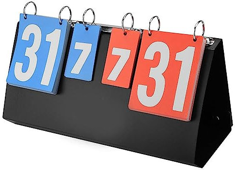 Leopacat Spielanzeigetafel, 4-stellige Sport-Anzeigetafel, Tragbarer Tisch-Punktezähler, Badminton-Scorecard, Praktische Anzeigetafel, für Tischtennis Cornhole Fußball Basketball Badminton