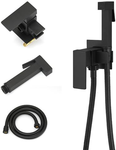 BWE Handheld Toilet Bidet Sprayer with Adjustable Water Pressure for Toilet Hot and Cold Bidet Spray Set Brass Toilets Bidets Wall Mount Cleaning Faucet Jet for Feminine Wash, Matte Black