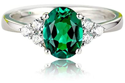 Generic PULABO Grüner Nano Smaragd Ring echte solide Silber Mode Vintage kann Birthstone Ringe für Frauen feinen Schmuck bequem und praktisch beliebt