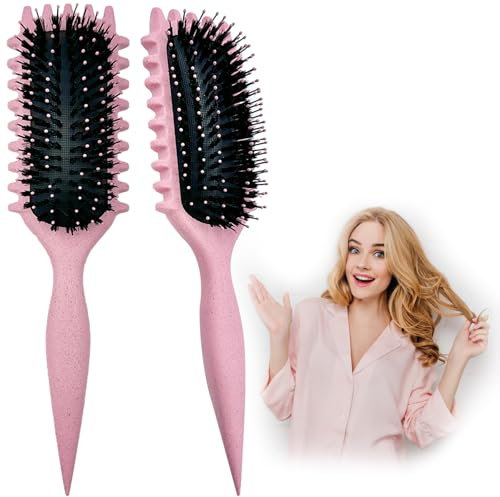 DONGTATA Lockenbürste Curly Hair Brush Locken Bürste Locken mit Zinken definieren Stylingbürste Haarbürste Locken Styling Bürste für Locken Curl Brush Curly Brush (rosa)