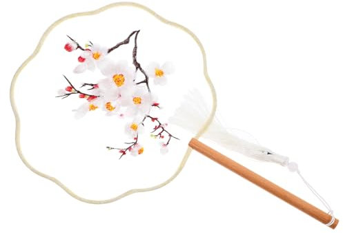 FUNOMOCYA Silk Embroidered Hand Fan Dance Hand Fan Chinese Ancient Fan Traditional Chinese Hand Fan Chinese Circle Fan Handheld Fan Dancing Props Japanese Hand Fan Silk Hand Fans Iron
