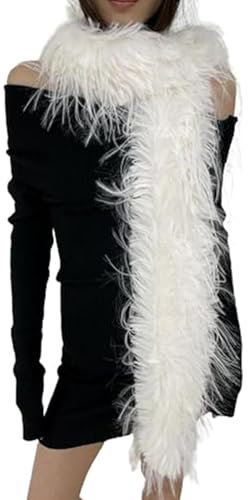 Bestaloria Y2K Damen-Schal, leicht, groß, warm, gemütlich, Kaschmir-Schal, Kunstfell, Plüsch-Schal für kaltes Wetter, weiß, Einheitsgröße