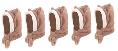 VALICLUD 5St Kapuzenschal schalmützen kaputzenschal jersey beanie Winteraccessoires Winterschal mit Mütze Hut mit Damen Nackenwärmer Hoodie mit Katzenohren Künstliches Kaninchenfell Khaki