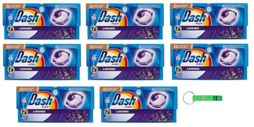 Dash Pods Lot de 8 capsules de lessive pour machine à laver à la lavande 31 lavages – Garantit une propreté irréprochable contre les taches + porte-clés Beni Culinari gratuit