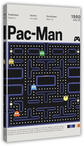 tcagd PacMan (1980) Spiele, Leinwand-Poster, Schlafzimmer, Dekoration, Landschaft, Büro, Raumdekoration, Geschenk, 30 x 45 cm