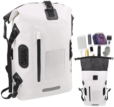 Wasserdichte Trockentasche – Leichter Outdoor-Trockensack, 30 l, Trocken- und Nass-Trennrucksack, PVC, wasserdicht, schwimmend, wasserdichter Rafting-Rucksack – Trennrucksack, weiß, Consulte la