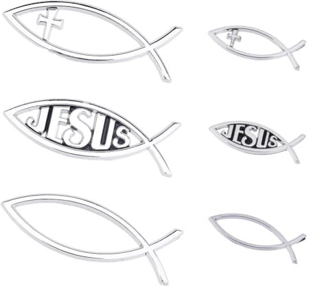 SUPERFINDINGS 9 Stück Christlicher Fisch Aufkleber Kunststoff Christlicher Fisch Sticker Fisch Auto Emblem Glaubensfisch Emblem Sticker Für Auto Motorrad LKW Wände Fenster Fahrzeug Dekoration