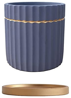 EUTYRG Pot de Fleurs Rond à Rayures Verticales, décoration de Jardin personnalisée, Petit Pot de Fleurs adapté aux Plantes succulentes (Violet)