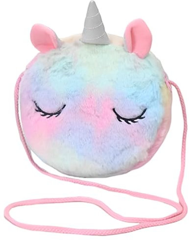 MUVONZI Kinder Umhängetasche Mädchen Handtasche Schultertasche Plüsch Geldbeutel Kindertasche Einhorn Mädchen Spielzeug (Bunt)