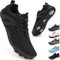 ZDQ Barefoot Shoes Chaussures Pieds Nus Minimalistes Homme Femme Respirantes Légères Semelle à Chute Zéro Antidérapant Confort Sneakers Trail Marche Sport Fitness Randonnée Noir 41