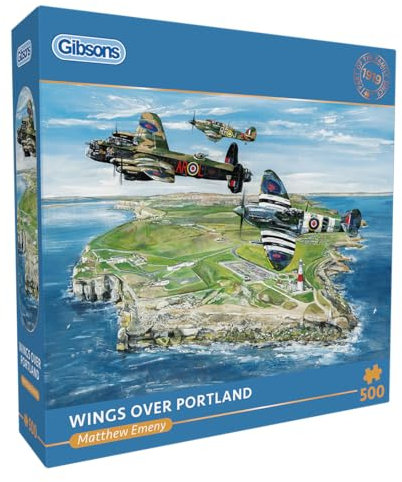Gibsons Wings Over Portland 500 Piece Jigsaw Puzzle Military History War Planes Artwork Sustainable Jigsaw for Adults Teens | Premium 100% Recycled Board | Great Gift | Gibsons Games