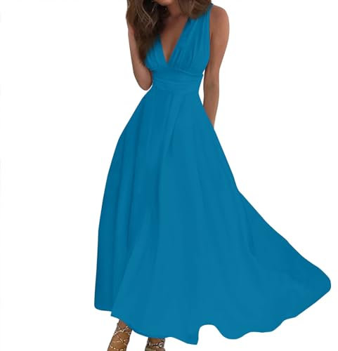TOFOTL Vente Flash du Jour Robe Ceremonie Femme Paillette Bretelles Fines Vintage Dress Classique Marque Robe Bapteme Femme Extérieur Mi Longue Ete Tenue De Fête Femme Chic Et Glamour Bleu Ciel 3XL