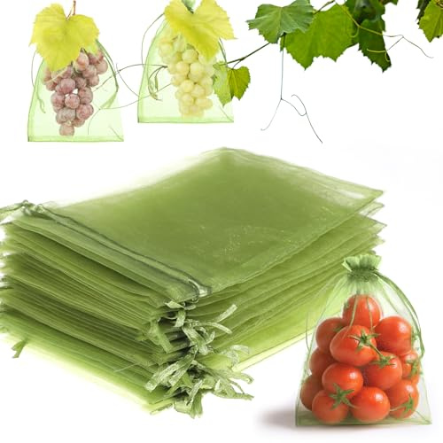 100 Stück Organzasäckchen Grün, 10 x 15 cm Organzabeutel Säckchen zum Befüllen Grün mit Kordelzug, Kleine Säckchen zum Befüllen Als Hochzeit Bonbonsbeutel, Schmuckbeutel, Geschenkbeutel