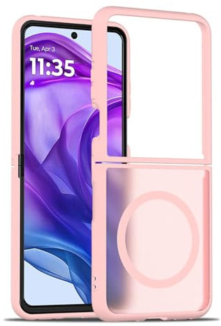 for Motorola razr 60 Ultra Case Compatible with MagSafe Wireless Charger Motorola razr 60 Ultra Flip Phone Cover (Pink)